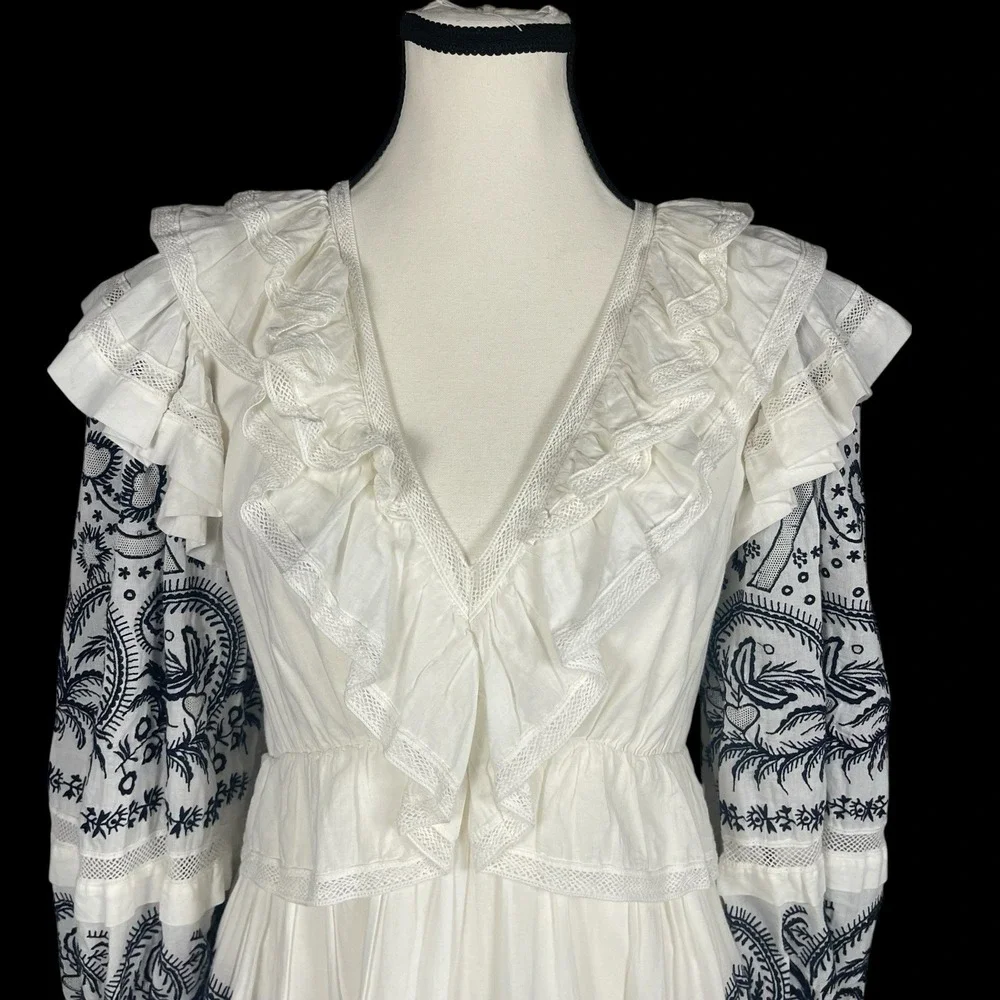 Ulla Johnson Bridget Embroidered  Tiered Mini Dress Womens 2 Victorian Boho - Picture 3 of 11